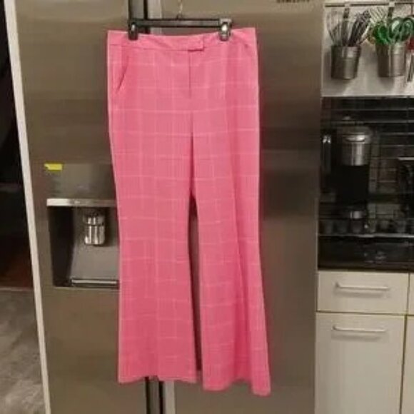 💕TRINA TURK💕 Carillo Pant ~ Windowpane Tropical Suiting Candy Pink 10 NWOT - Picture 8 of 16